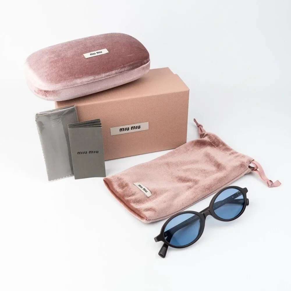 Miu Miu REGARD Women Sunglasses Moka Blue MU04ZS 22C60O NEW AUTHENTIC